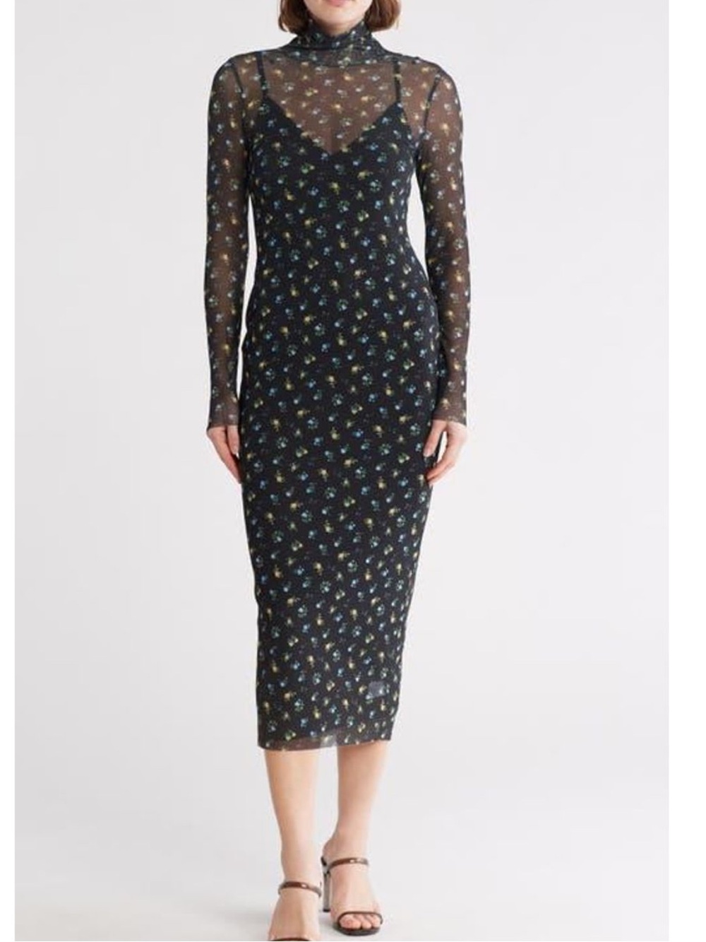 AFRM Marni Sheer Floral Midi Dress
